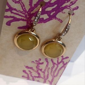 Beautiful gold earrings with yellow stone